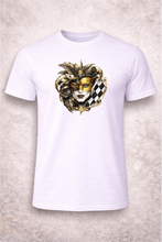 Lade das Bild in den Galerie-Viewer, Harlekin Mask – Elegance Edition - Premium Unisex Shirt mit Statement Print &amp; Sleeve Branding
